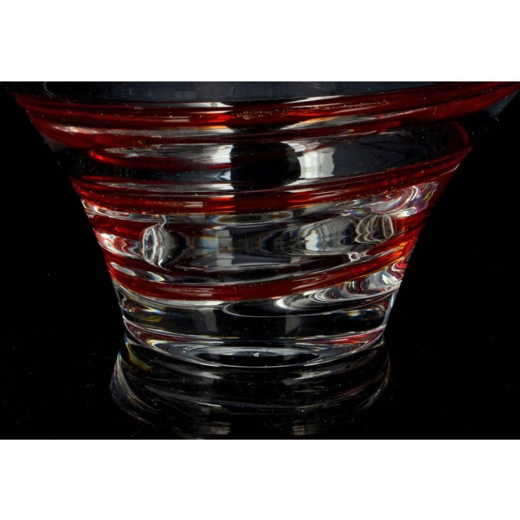 Bowls & Dishes Polish Krosno clear glass fruit bowl with a ruby red